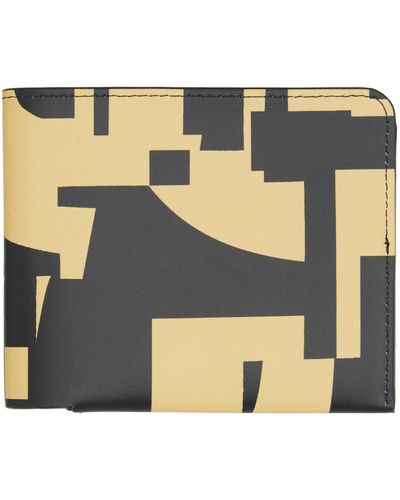 Dries Van Noten Black & Beige Leather Bifold Wallet - Blue