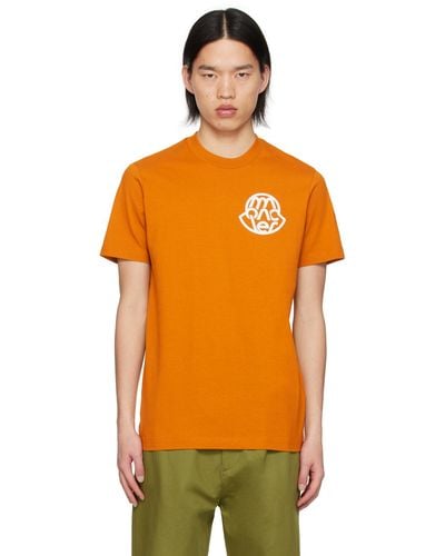 Moncler Garment-Washed T-Shirt - Orange