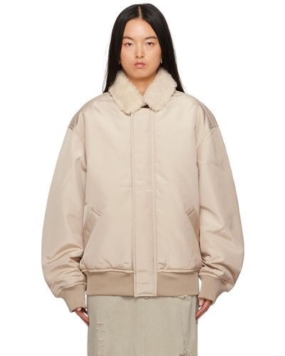 Acne Studios Beige Zip Faux-shearling Bomber Jacket - Natural