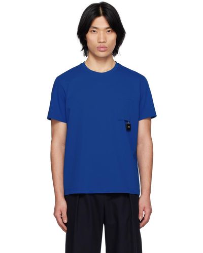 WOOYOUNGMI T-shirt bleu à poche plaquée