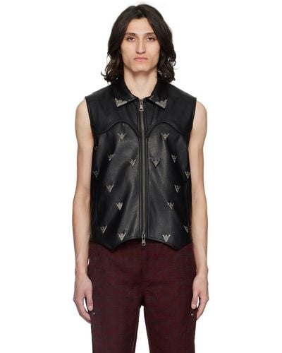 ANDERSSON BELL Appliqué Faux-leather Vest - Black