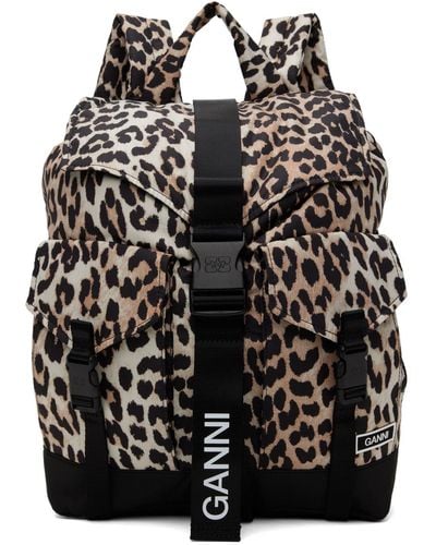 Ganni Leopard Tech Backpack - Black
