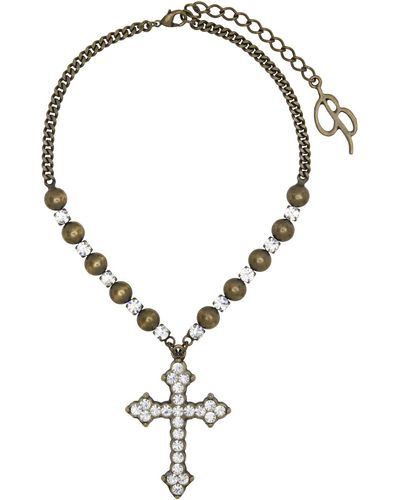 Blumarine Gold Cross Necklace - Multicolor