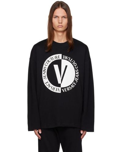 Versace Jeans Couture レターvエンブレム 長袖tシャツ - ブラック