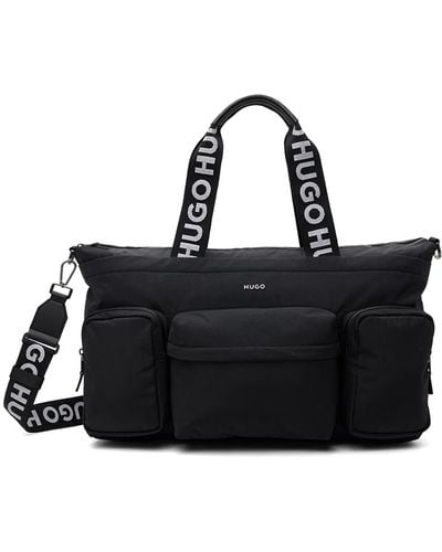 HUGO Logo Trim Holdall Duffle Bag - Black