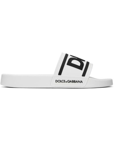 Dolce & Gabbana ホワイト Beachwear スライド - ブラック
