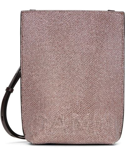 Ganni Pink Small Glitter Banner Crossbody Bag - Brown
