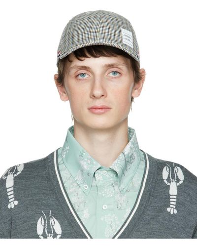 Thom Browne Blue Houndstooth Cap - Multicolor