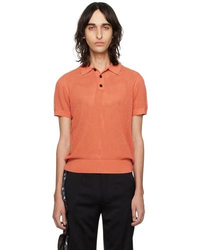 Dries Van Noten Pink Spread Collar Polo - Orange