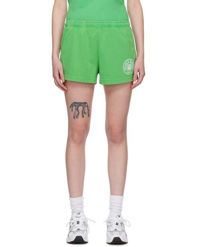 Sporty & Rich Green Connecticut Crest Shorts