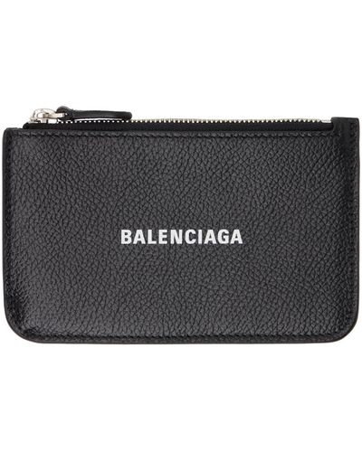 Balenciaga Grand porte-cartes noir à poche pour monnaie