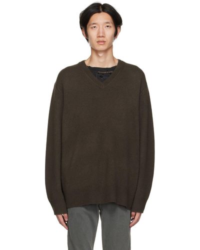 Acne Studios Pull brun à col en v - Noir