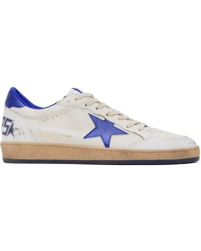 Golden Goose White & Blue Ball Star Trainers - Black