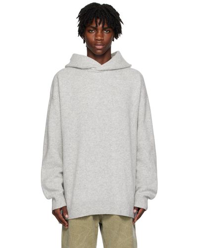 Acne Studios Pull à capuche décontracté gris - Blanc