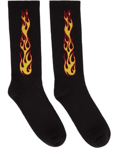 Palm Angels Jacquard Flame Socks - Black