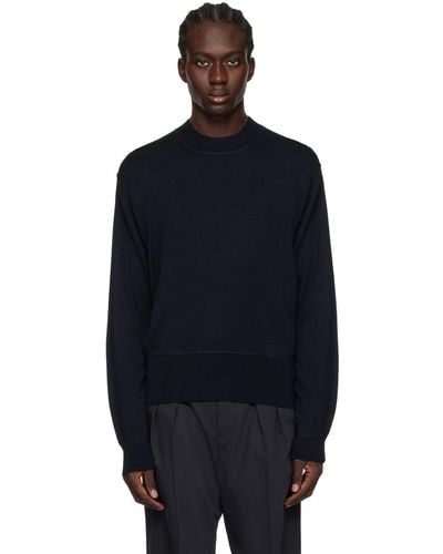 Lemaire Navy Mock Neck Sweater - Blue