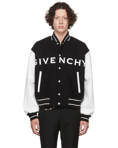 Givenchy Blouson aviateur noir et blanc en laine