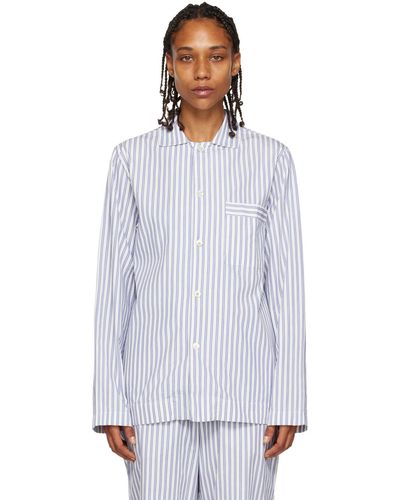 Tekla Striped Pyjama Shirt - White