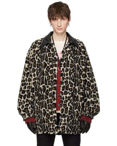 Maison Margiela Black & Beige Leopard Print Jacket