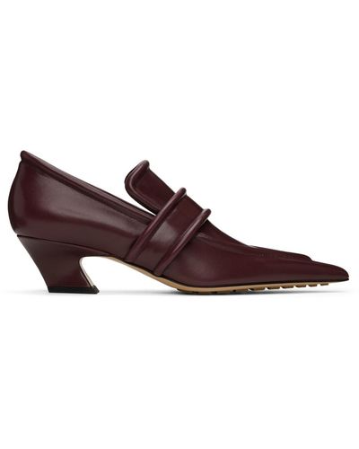 Bottega Veneta Burgundy Spada Heels - Black