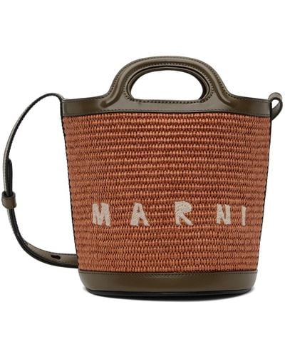 Marni &カーキ ミニ Tropicalia バケットバッグ - ブラウン