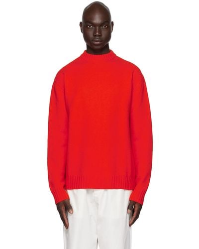 Jil Sander Orange Crewneck Sweater - Red
