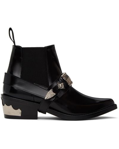Toga Ankle Strap Chelsea Boots - Black