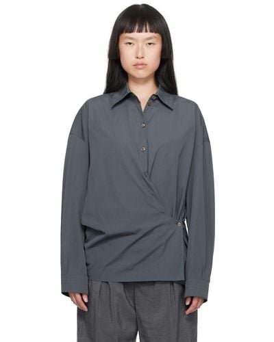 Lemaire Grey Twisted Shirt - Black