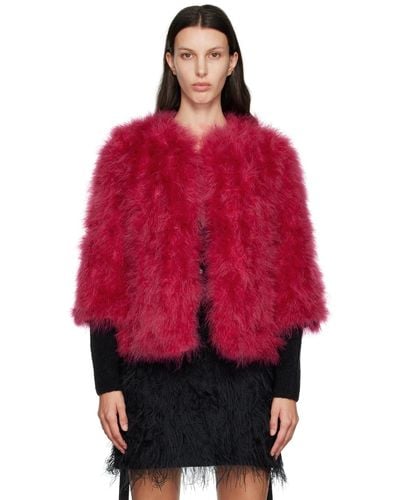 Yves Salomon Pink Feather Jacket - Red