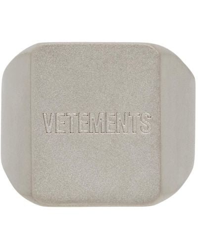 Vetements Logo Signet Ring - Metallic