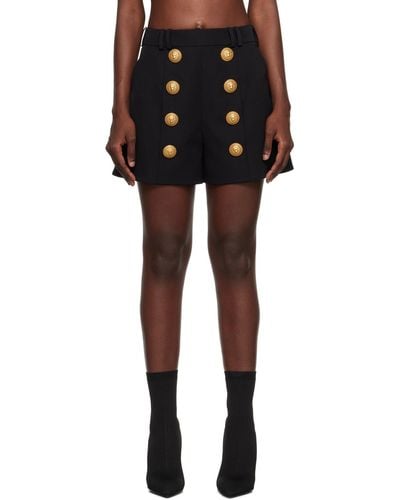 Balmain Short noir à ferrures