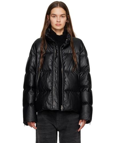 MM6 by Maison Martin Margiela Black Quilted Faux-leather Down Jacket