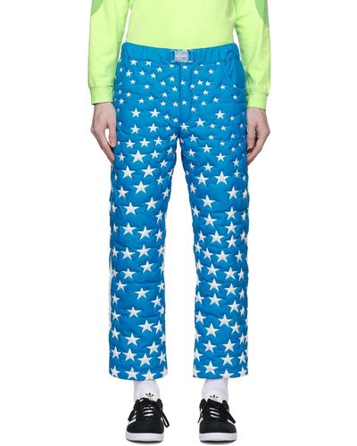 ERL Pantalon matelassé en duvet à étoiles - Bleu