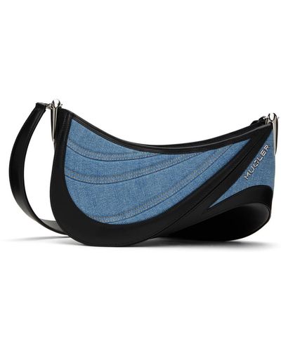 Mugler Moyen sac spiral curve 01 noir et bleu en denim