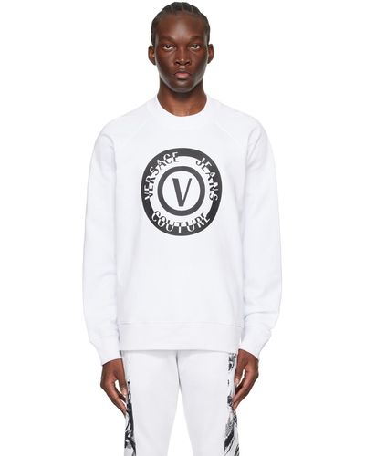 Versace ホワイト レターvエンブレム スウェットシャツ - ブラック