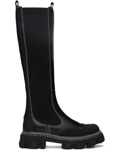 Ganni Black Cleated Tall Boots