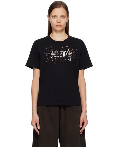 MM6 by Maison Martin Margiela Worn Numbers Tシャツ - ブラック