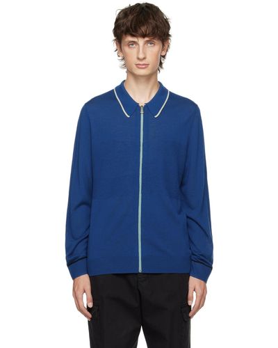 PS by Paul Smith Blue Zip Cardigan
