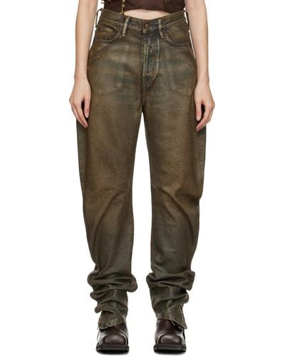Acne Studios Brown Coated Jeans - Green
