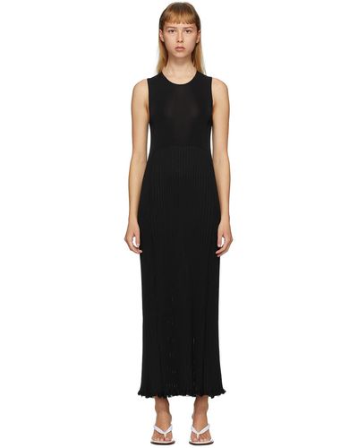 Marina Moscone Plissé Dress - Black