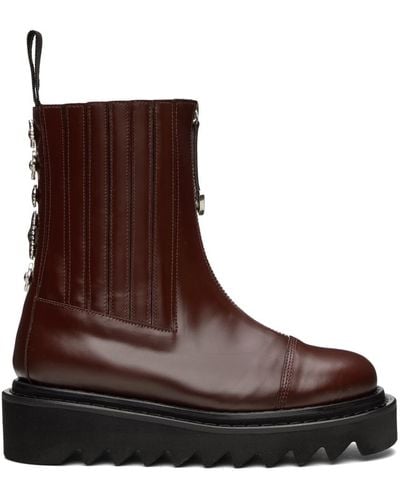 Toga Burgundy Side Gore Zip Boots - Brown