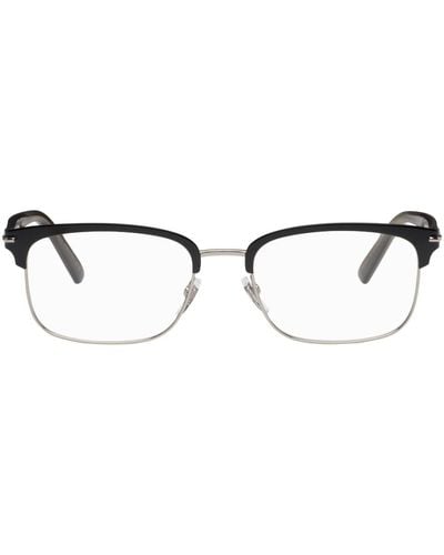 Gucci Silver Rectangular Glasses - Black