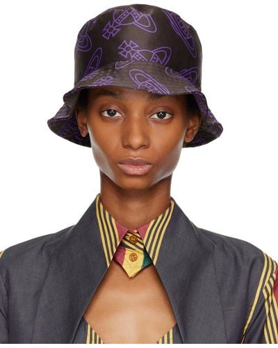 Vivienne Westwood Brown & Purple Orb Lining Bucket Hat - Blue