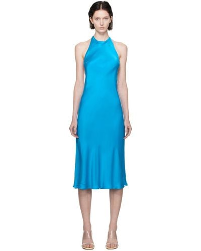 SILK LAUNDRY Halter Midi Dress - Blue