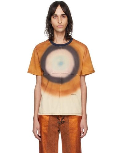 Eckhaus Latta T-shirt et brun à panneaux - Orange
