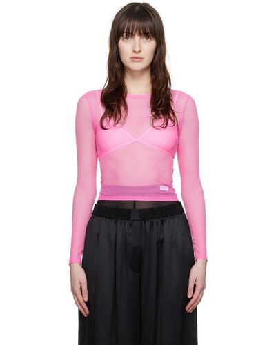 Alexander Wang Pink Semi-sheer Long Sleeve T-shirt