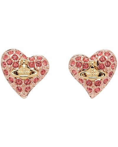 Vivienne Westwood Rose Gold Tiny Heart Earrings - Black