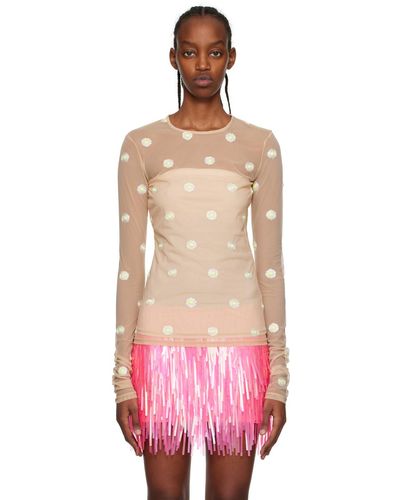 Sportmax Beige Fitted Long Sleeve T-shirt - Multicolour