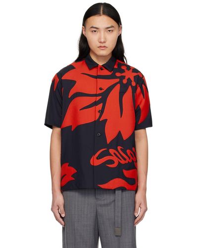 Sacai Navy & Red Floral Shirt