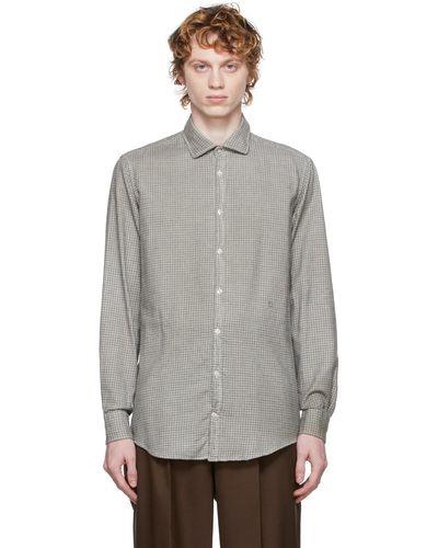 Massimo Alba Off-white & Black Flannel Check Canary Shirt - Grey